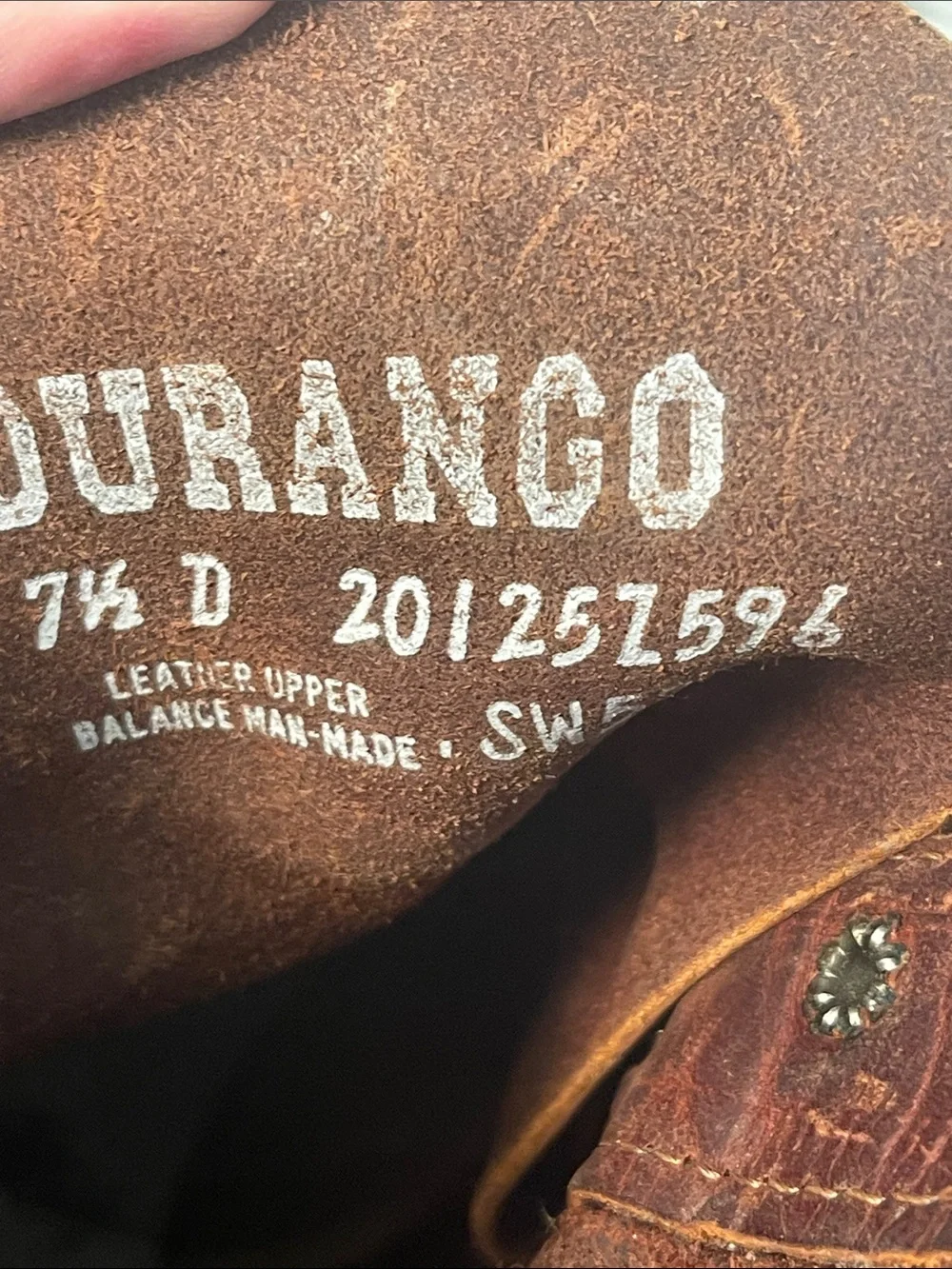 Durango Brown Leather Lace-Up Kiltie Paddock Work Boots Vibram Sole size 7.5D